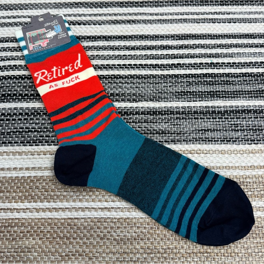 Blue Q Retired As F—-Men’s Novelty Gag Gift Crew Socks Shoe Size‎ 7-12